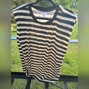 Striped Black and White Women's Top Sleeveless With Removeable SHOULDER PADS